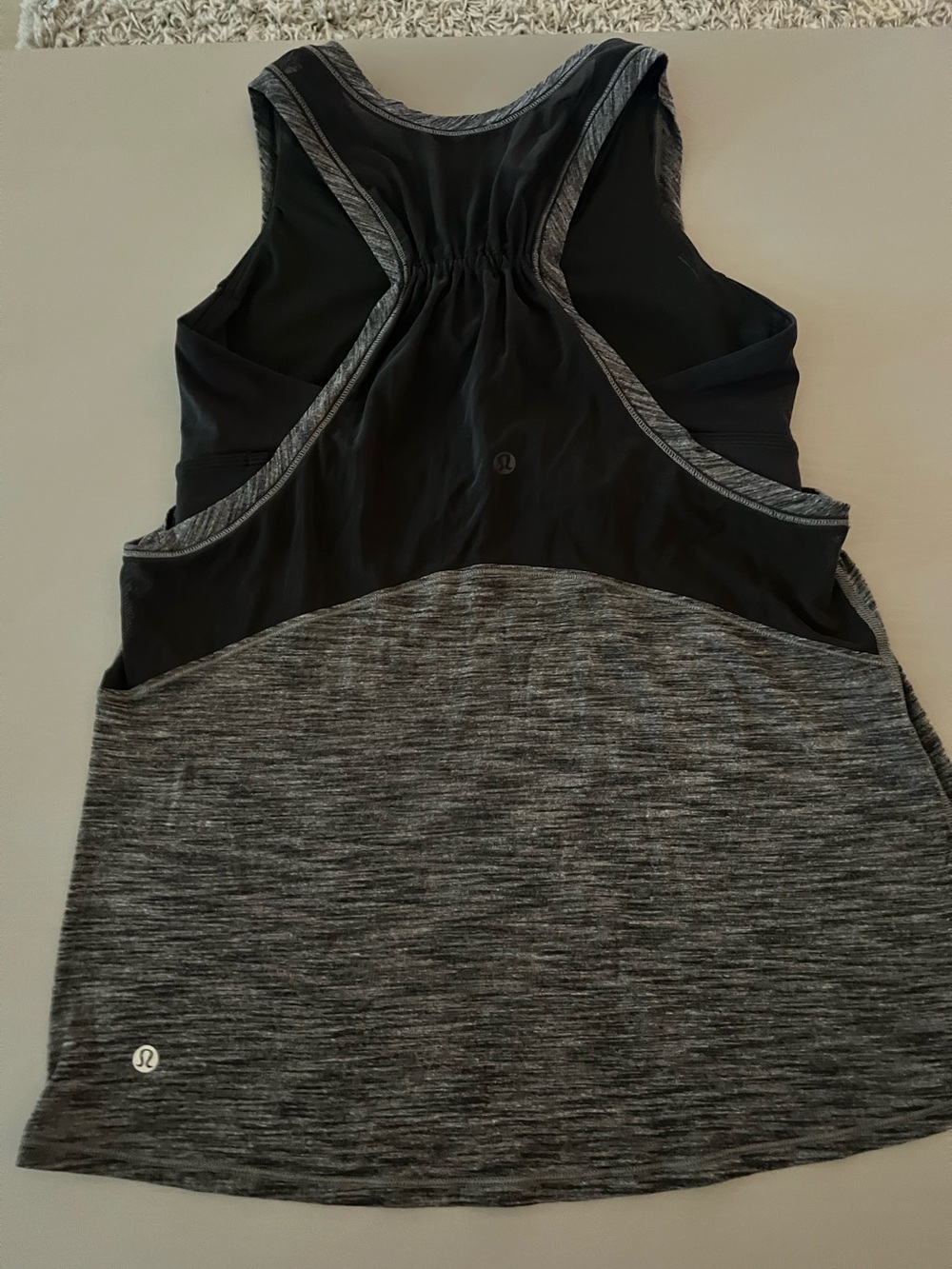 Lululemon Gray Sleeveless Women's Top Built In black bra, size 4